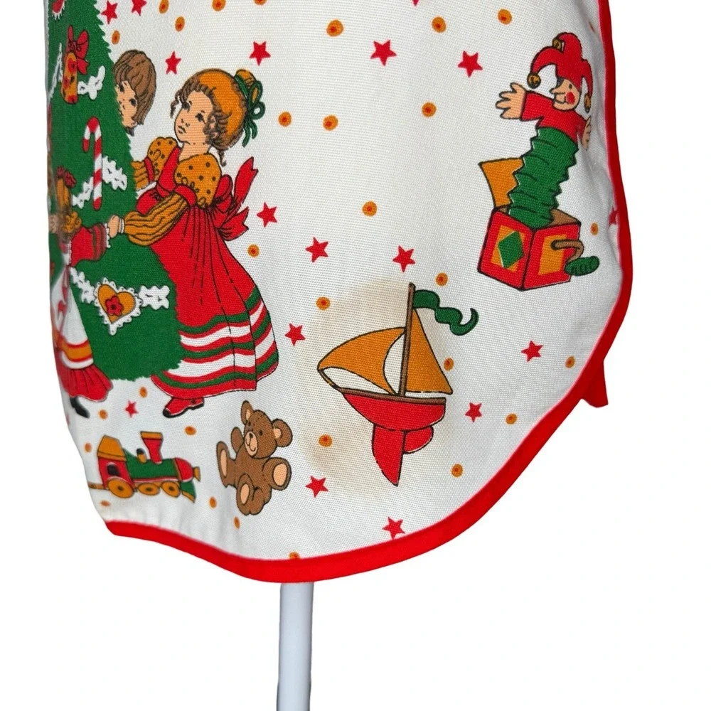 Vintage Apron Quilted Cotton Christmas Nostalgic Tree Toys MCM Nostalgic
